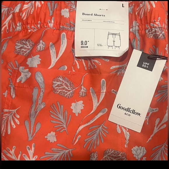 GoodFellow Co Swim Trunks Mens Mesh Lined Coral Sea Life - Picture 2 of 3